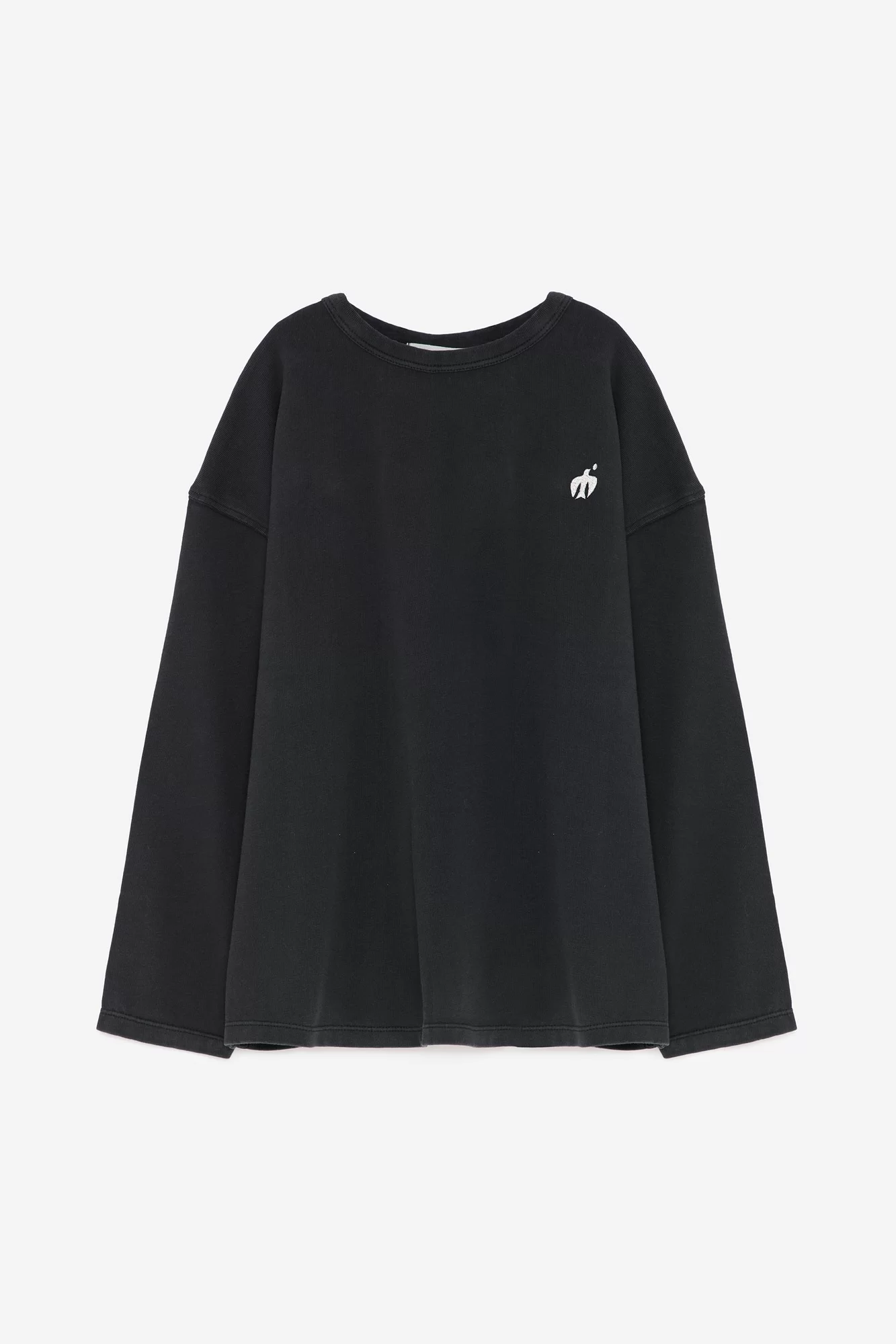 Zwart shirt met lange mouwen voor kinderen in wijde fit